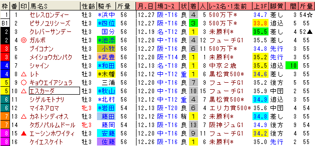 シンザン記念の予想